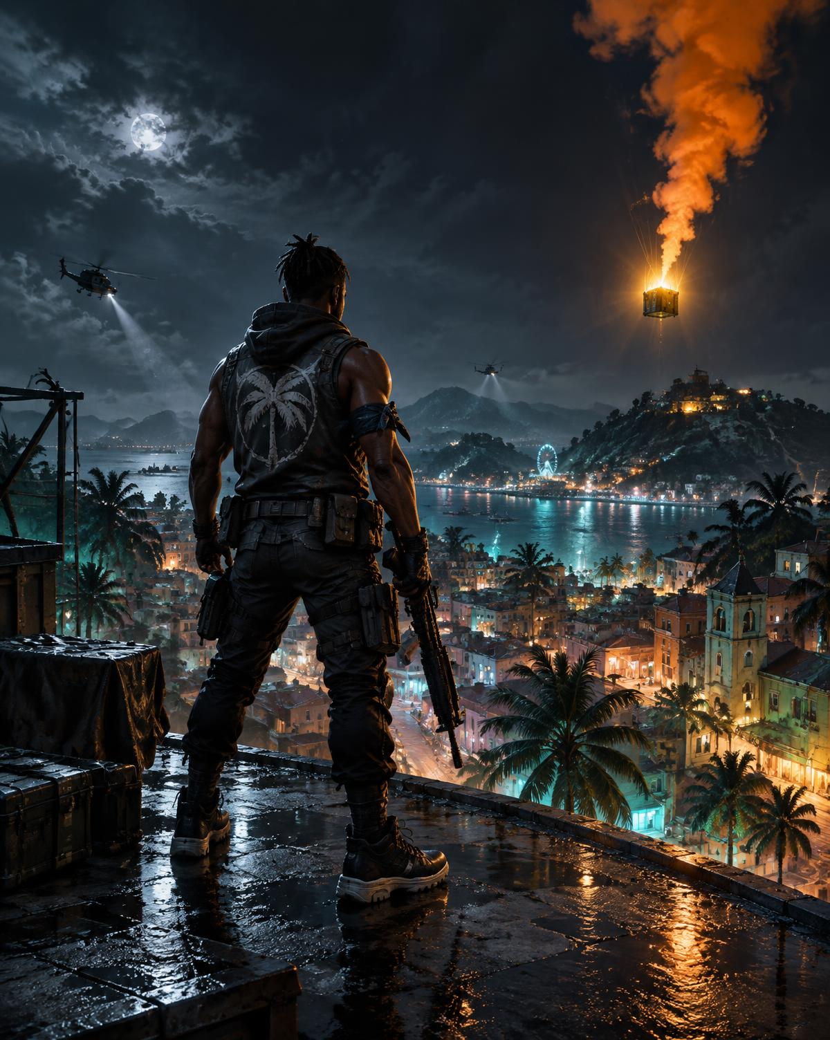 Univers gaming DealDart dans une ville caribéenne